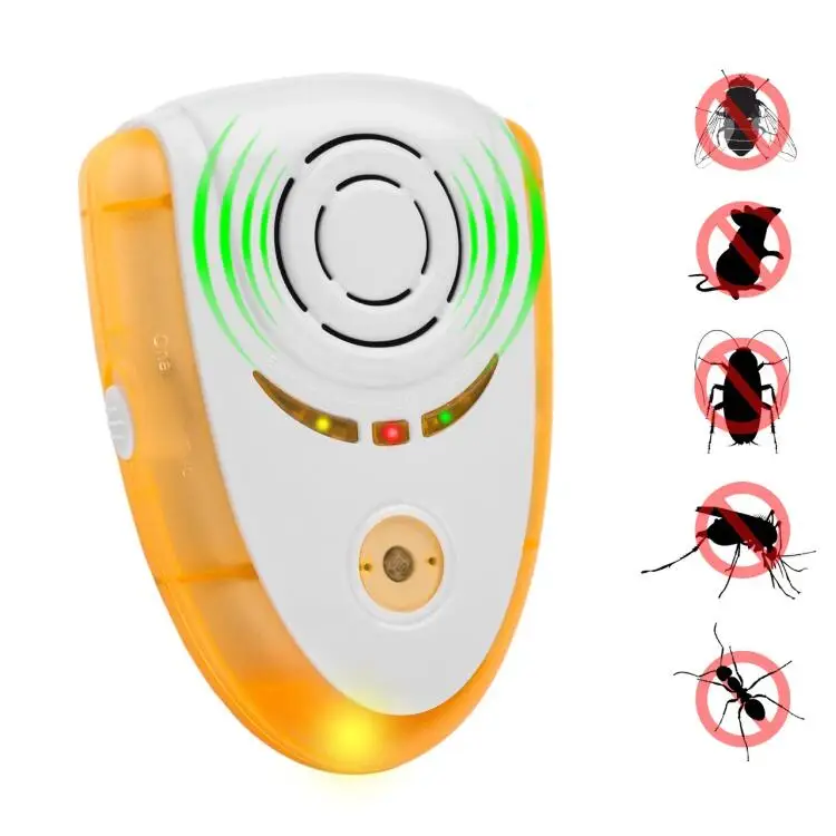 

2021 Amazon Hot Selling Ultrasonic Plug In Pest Repeller With US EU UK Plug mouse cockroach beetle control mosquito killer, White