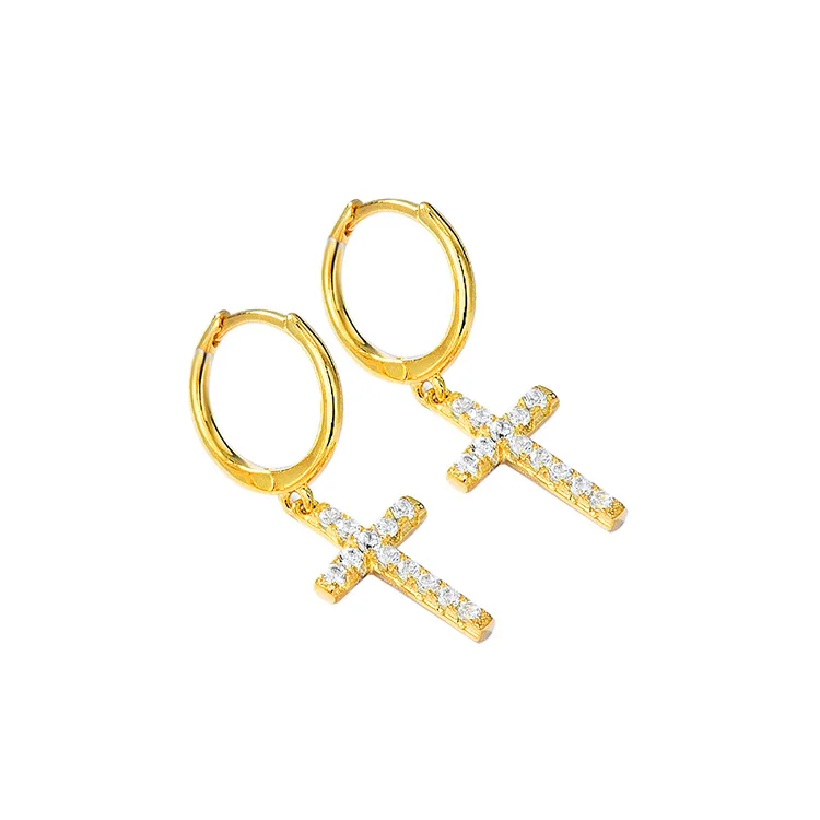 

Professional 925 sterling silver earing zircon Cross Earring drop cross earring