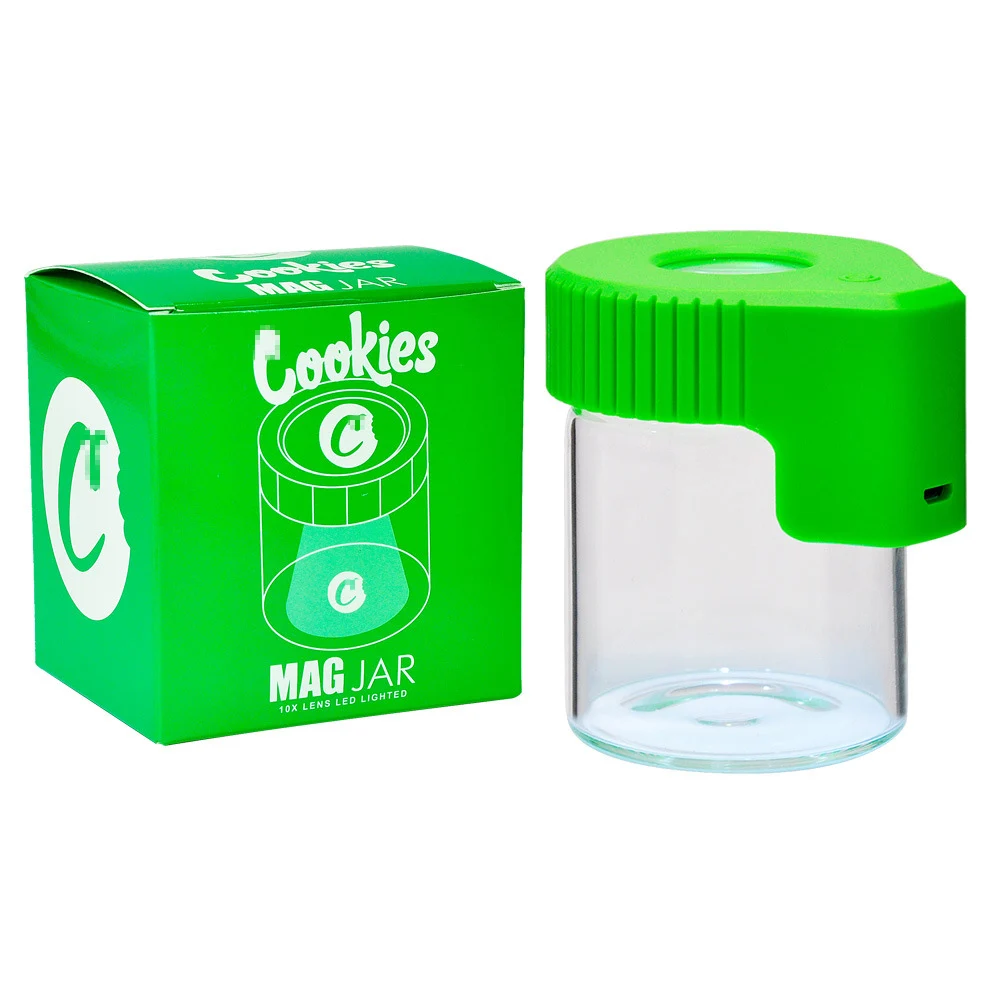 

In Stock Air Tight Tobacco Herb Container Magnifying Smell Proof Glass LED Weed Jar