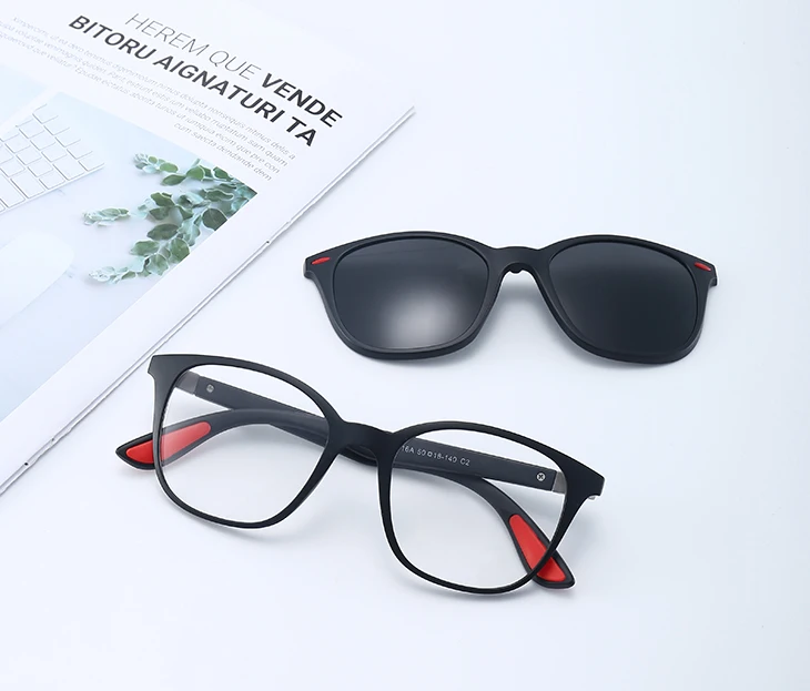 

DLC2316 PC clip on Sunglasses 5 in 1 Polarized Glasses Clip Magnetic Driving eyewear for women and men sunglasses