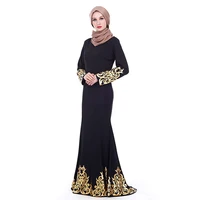 

Women Muslim Clothing Black Plus Size Long Sleeve Party Evening Slim Abaya Dress In Dubai