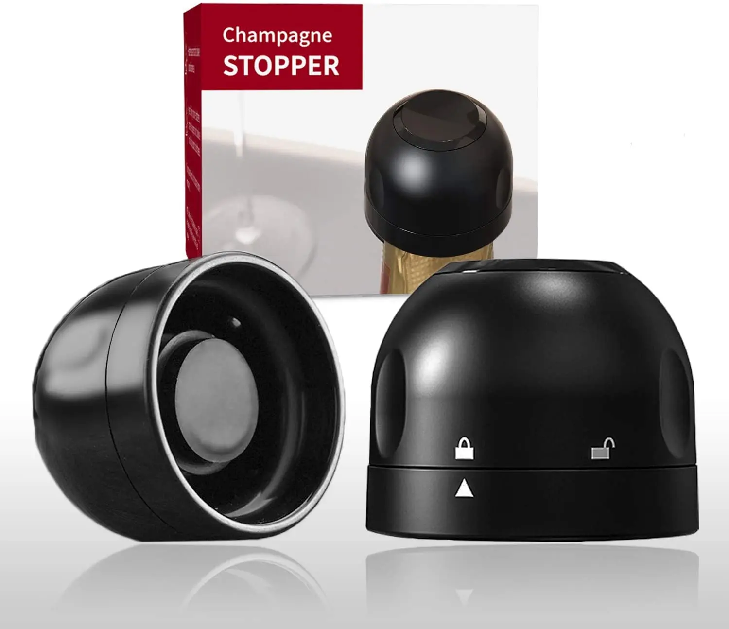 

New 2021 Champagne Wine Stopper Luxury Champagne Wine Gifts Accessories Wine Bottle Stopper, Black