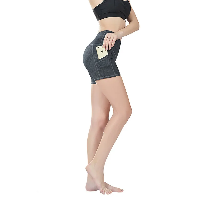 

Custom Women Yoga Shorts 88% Nylon 12% Spandex Pockets High Waist Fitness Training Yoga Leggins Shorts, Customized color