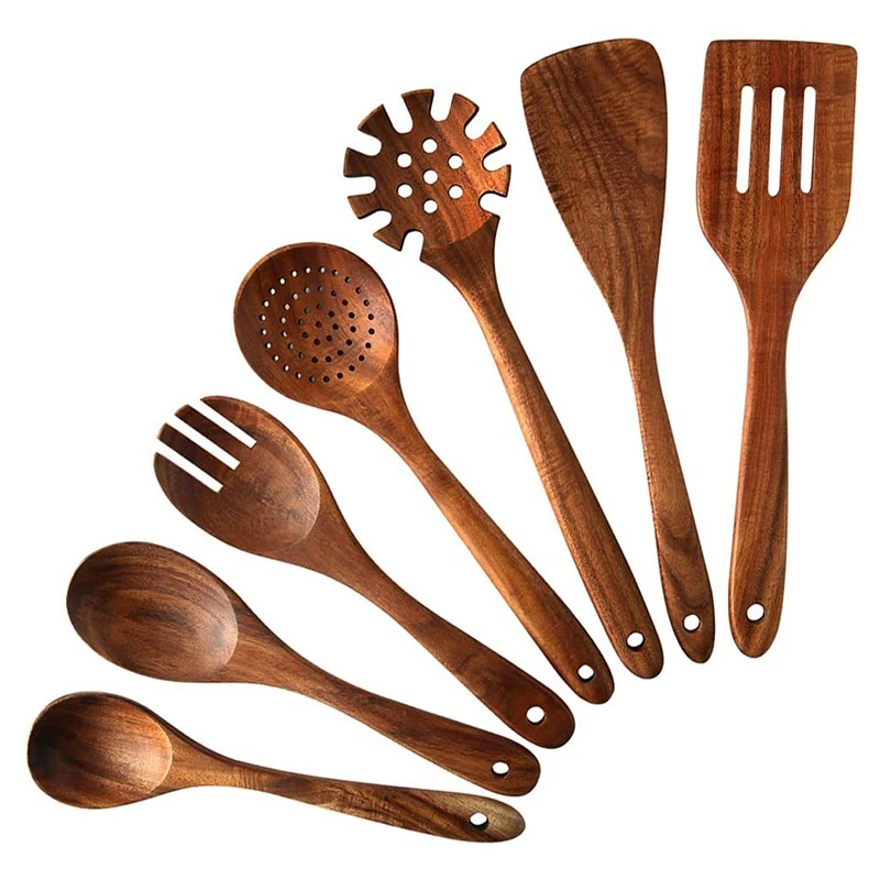 

8 Pcs Wood Kitchen Utensils Set Wooden Spoons Turners For Cooking Non stick Wood Cooking Set