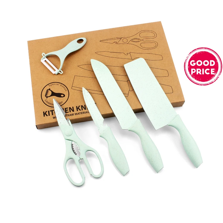 

5 piece GOOD PRICE Household Wheat Straw Kitchen Knife Set
