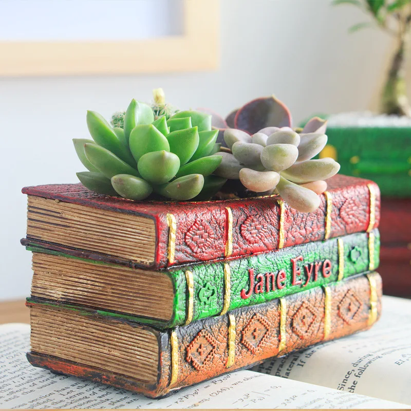 

European Retro Suitcase Succulents Creative Personality Resin Small Flower Pot Micro-landscape Decoration Ornaments