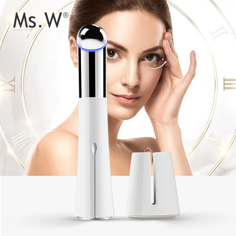 

Beauty Tool Rechargeable Electric Hot Cold Eye Massager Pen Eye Lips Facial Skin Wrinkle Massager Eye And Lip Massage Pen, White +silver