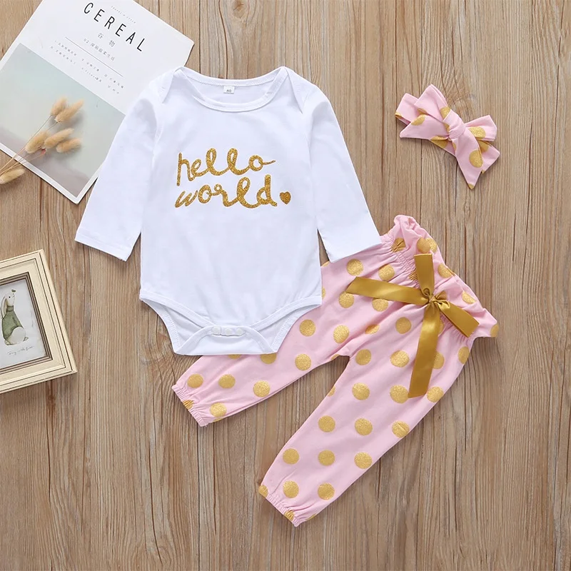 

3pcs Baby Clothing Pants Romper Set Suits New Born Baby Clothes Set
