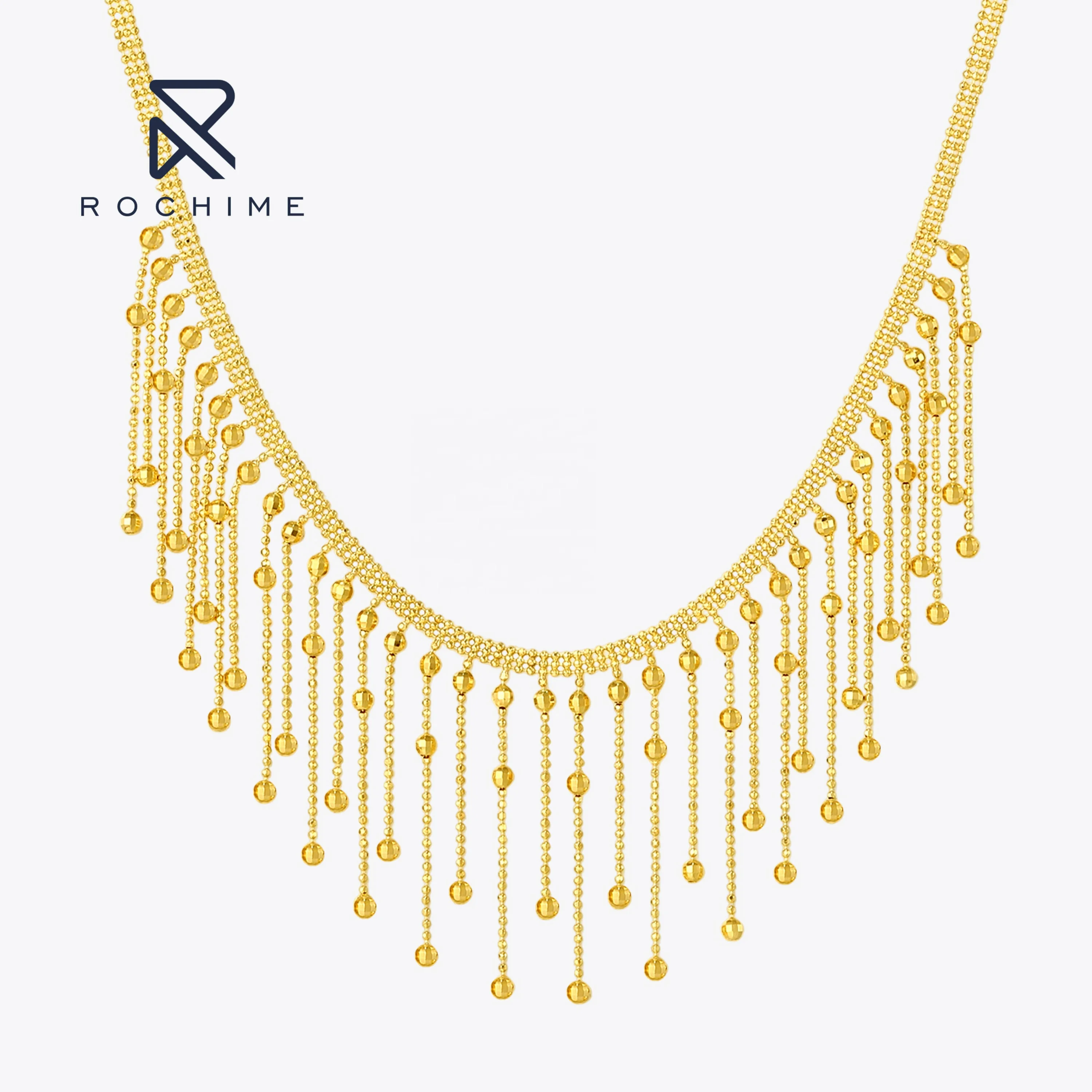 Rochime Tassel Bead Lace Necklace 925 Silver Yellow Gold Plated Zircon Fine Jewelry for Women