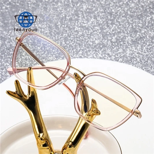 

Teenyoun Eyewear China Supplier Stock Ready Plain Spectacles Ins Style Glasses Large Square Tr90 Frame Optical Eyeglasses