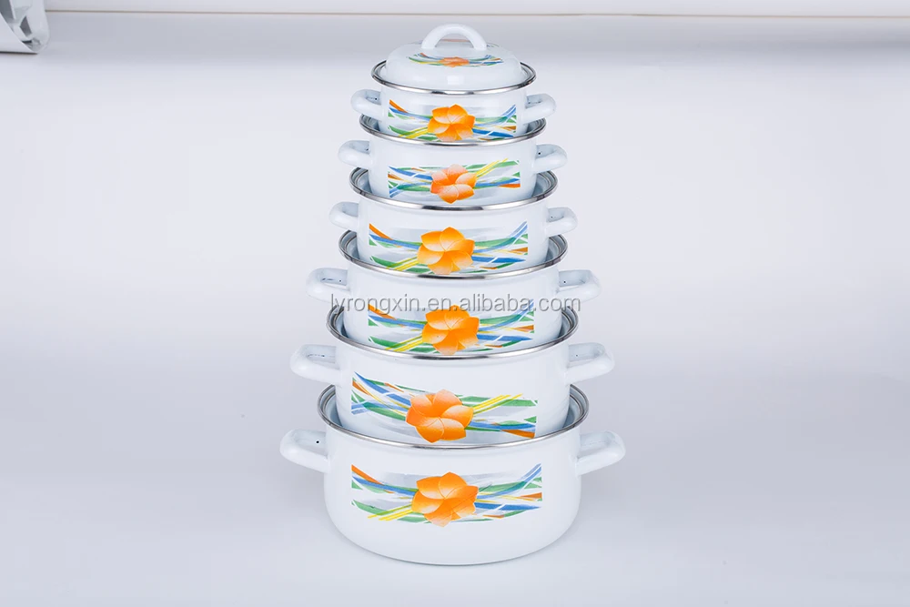 
Enamel Casserole Cookware Sets Cooking Pot Ceramic Dinner Plate Sets 