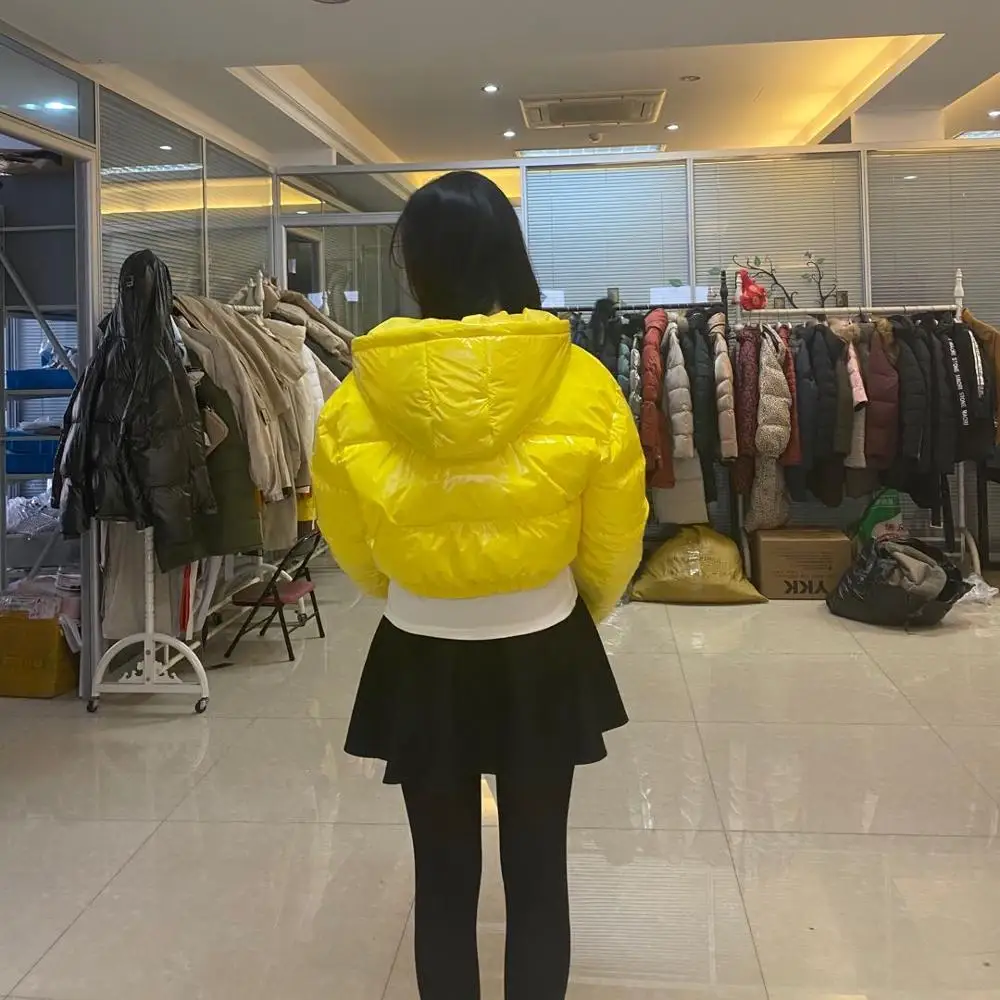 

vinyl puffer coat puffer jacket with hood, As per your color requests