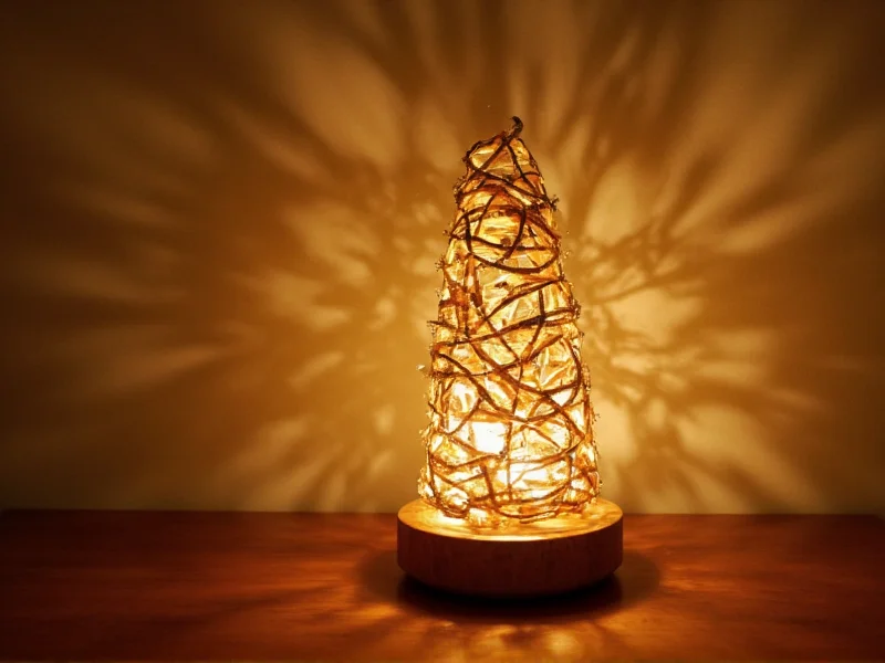 Eco-friendly diya lamp made from recycled materials on wooden table