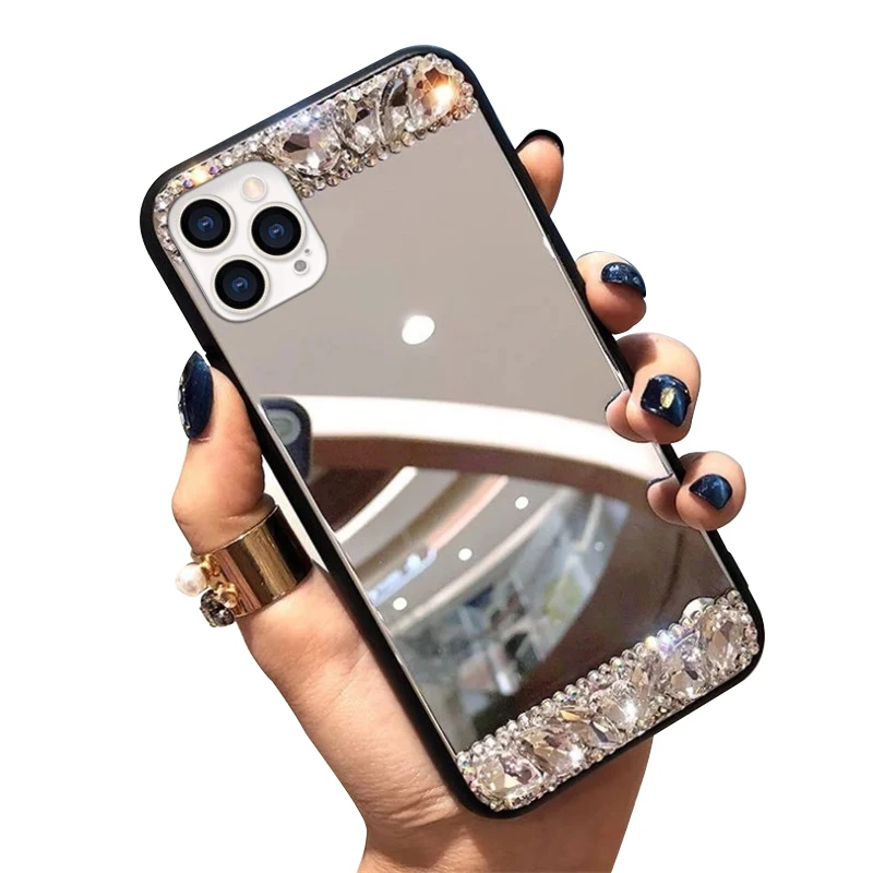 

Laudtec Fashion Rhinestone Phone Case For iPhone 12, Luxury Diamond Phone Case With Mirror Make UP Back Cover For iPhone 12 Pro