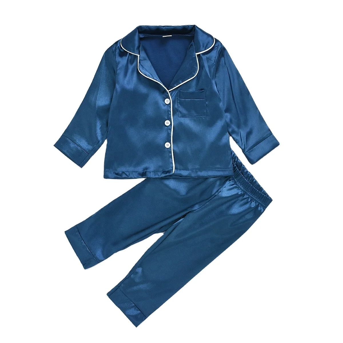 

Long sleeve kids pyjamas sets children silk pajamas for boys and girls, Picture shows
