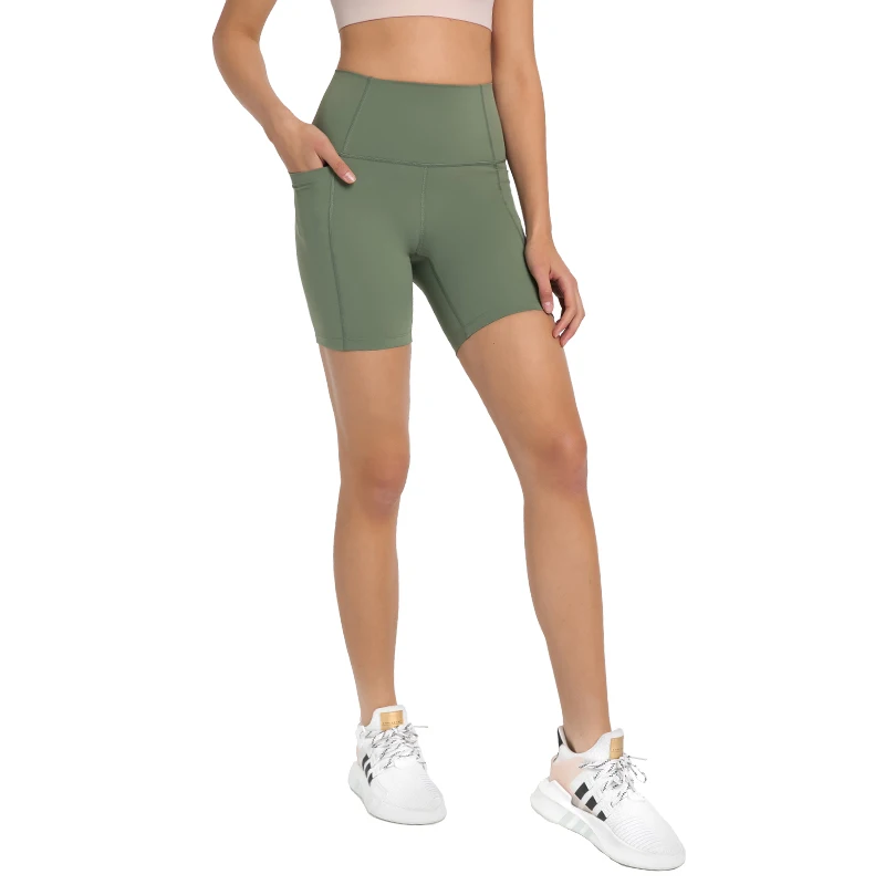

High waisted compression running fitness leggings biker shorts women pocket booty lifting workout yoga shorts, As you see or oem