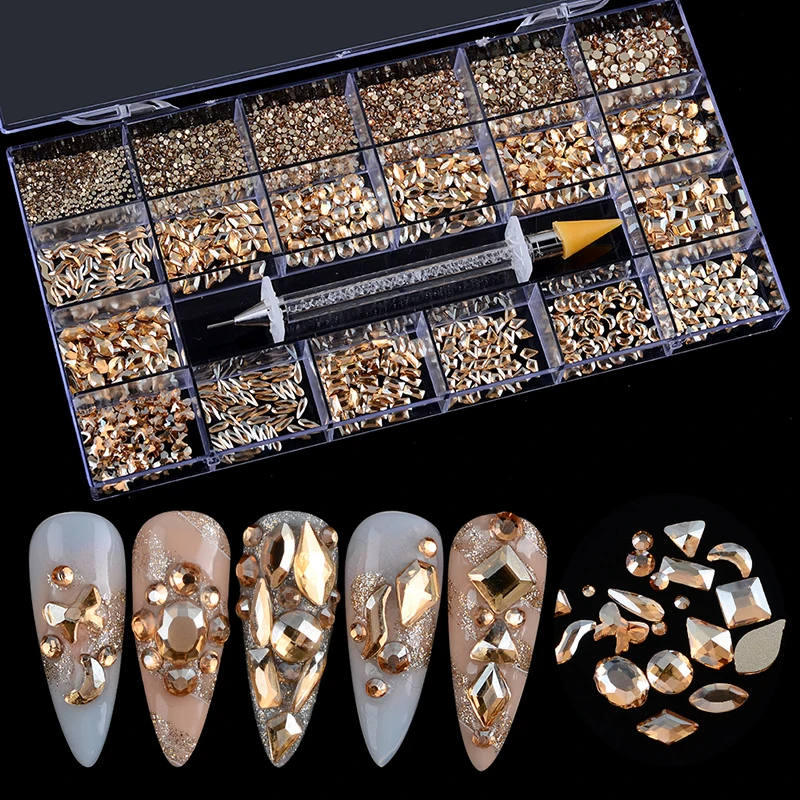 

15 Multi Colored Set Crystal ab Rhinestones Box Jewelry, Colorful