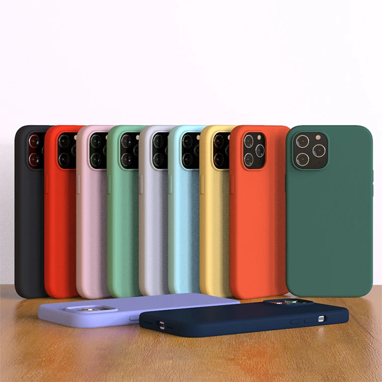 

For Iphone12 Case,HOCAYU Liquid Silicone Cell Phone Case Back Cover For Apple Iphone 12 Pro Max 6.7Inch Coque, Black,blue,yellow,white,red,green,pink,purple