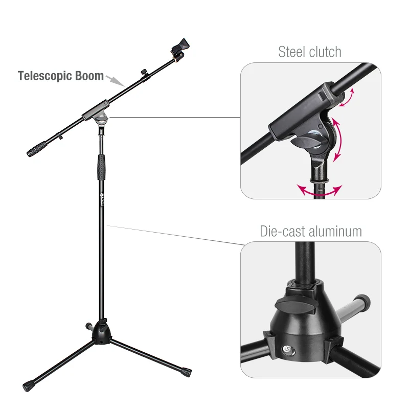 wholesaler professional adjustable studio tripod boom microphone stand for mic recording