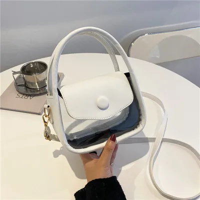 

Women Transparent Shoulder Bag Clear Messenger Bag Jelly Bag Handbag Support Two Types Of Recitation, White, black, khaki, blue