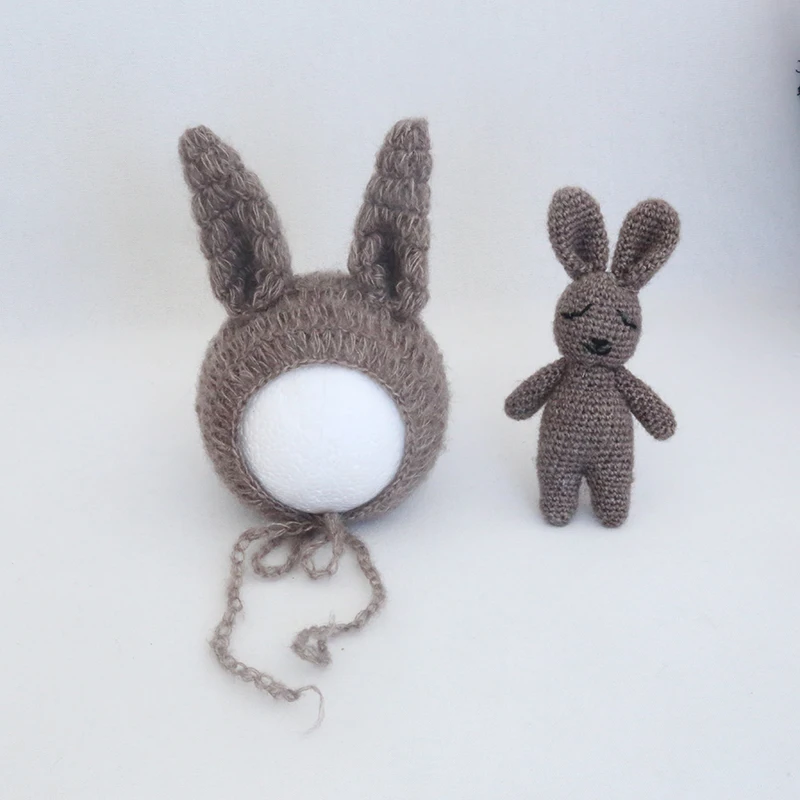 

Newborn Animal Bonnet Baby Crochet Bonnet Toy Set For Photo Shoot Newborn Stuffer Animal Photography Props