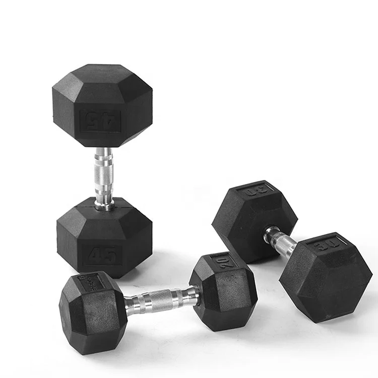 

Cheap price hex dumbbell set rubber coated cast steel free weight lifting made in china, Black