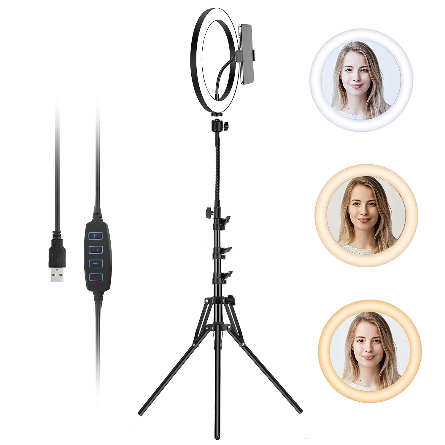 

Amazon Hot Sale LED cell phone Fill in Portable Universal girl make up Selfie Light Flash Lamp New arrival For Smart Phone Self, Black