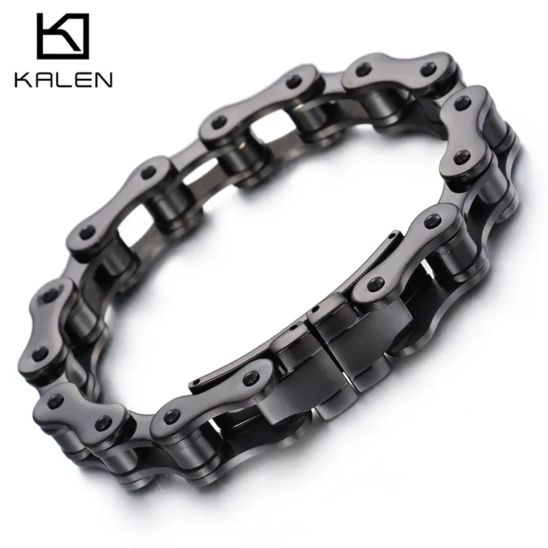 

KALEN Vintage Black Biker Chain Stainless Steel Men Hip Hop Bracelet