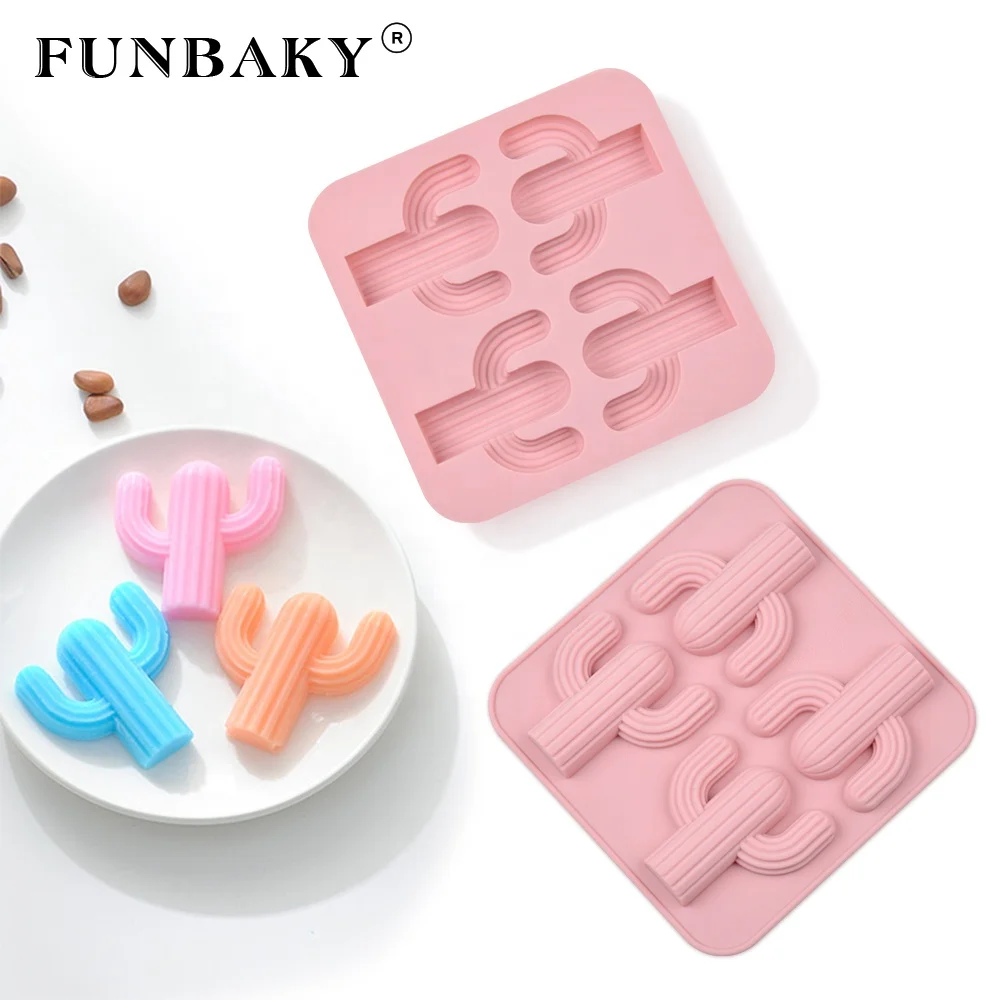 

FUNBAKY JSC3247 Baking mold 4 cavity mexicocactus shape cake cookies biscuit silicone molds household cake decorating tools, Customized color
