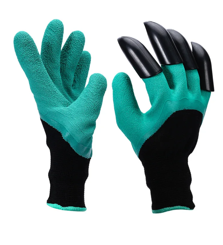 Durable Latex Gardening Gloves with ABS Plastic Claws Waterproof for Digging Planting