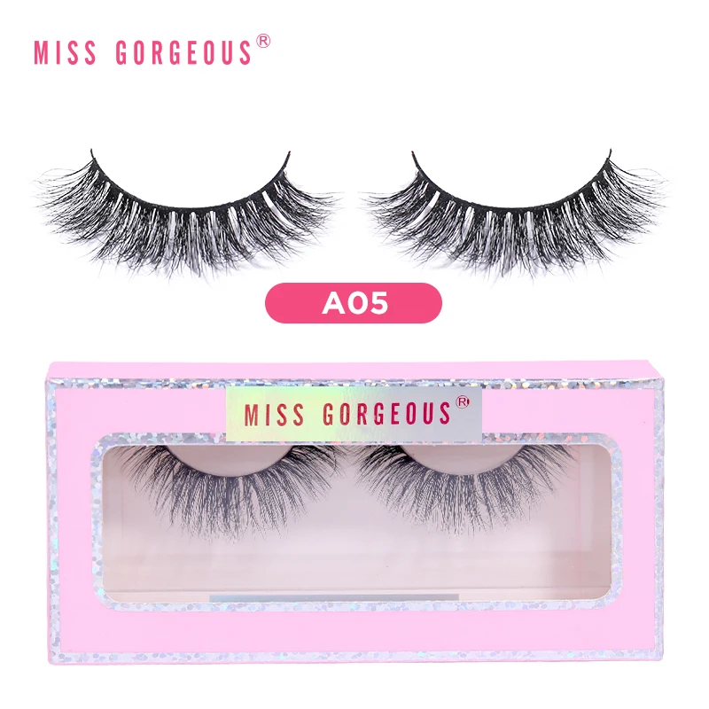 

Miss Gorgeous High Quality Mink False Eyelashes Soft Band Wispy Fluffy Cruelty Free 3d Mink Eyelashes With Custom Labeling, Black