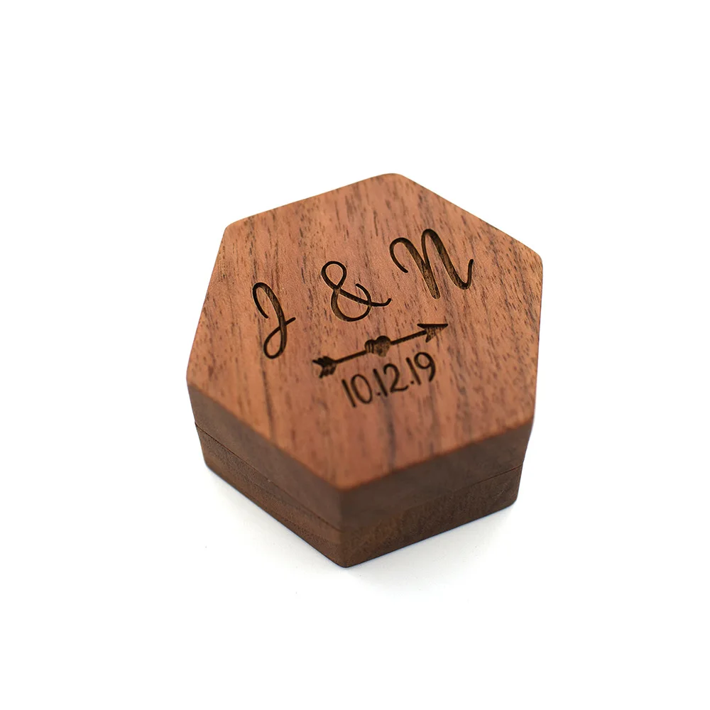 

Black Walnut Wood Jewelry Box Case Clam Shell Box Wedding Ring Box