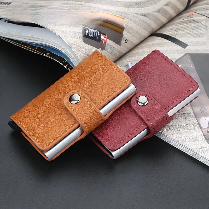 

New Men's Card Holder Automatic Metal Aluminum Shell Anti-magnetic