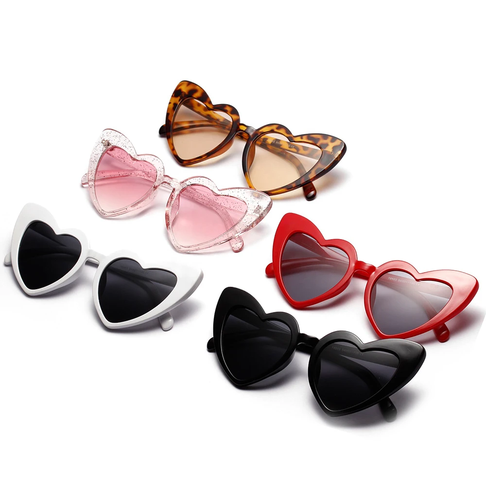 CONCEHN 2022 New sweet love hearts pink babe bride sunglasses fashion love heart shaped women colorful cheap sunglasses