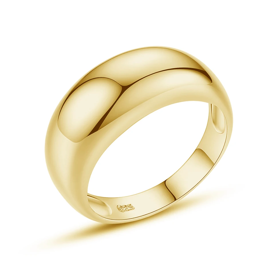 

2021 Fine Jewelry 18K Gold Plated Dome Ring Wholesale Brass Custom Basic Signet Ring