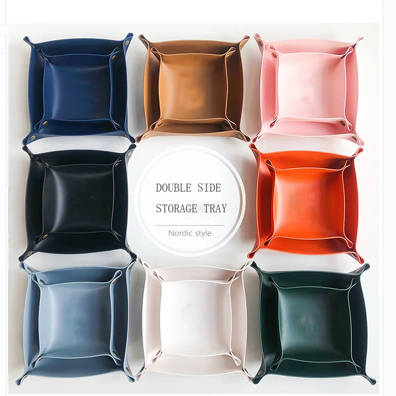 

Leather Custom Weed Foldable Dice Tray Sets Jewelry key Office Storage Trays, Grey, pink, green