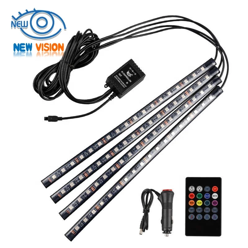 

48LEDs Car Interior Wireless Atmosphere Foot Lights Strips with Remote Control