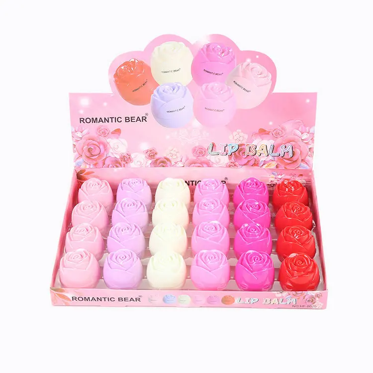 

Wholesale 6 Colors Organic Lip Care Lipbalm Cute Rose Round Ball Moisturizing Lip Balm, Natural lip balm