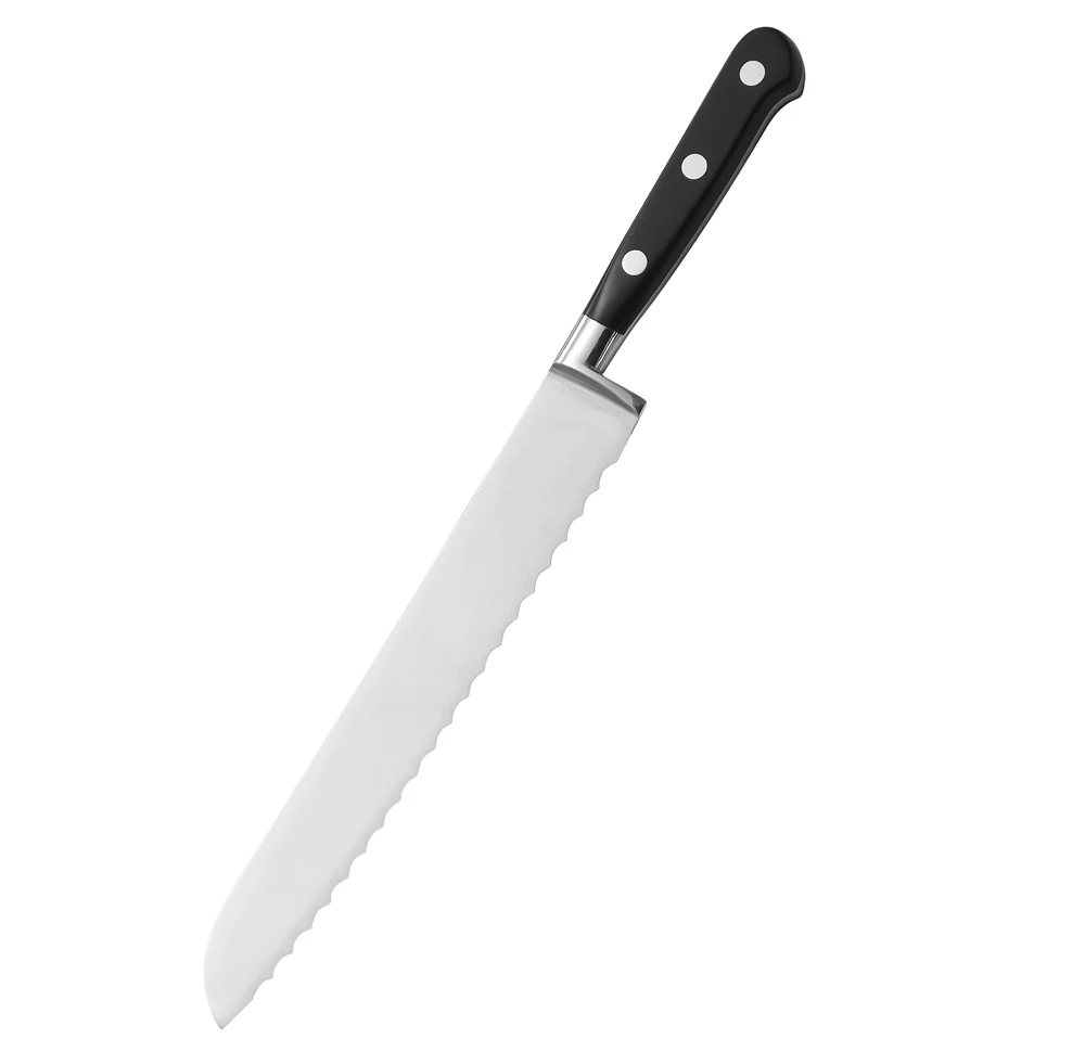 

New Design  Stainless Steel 5Cr15mov Blade Bread Knife With Pom Handle, Black