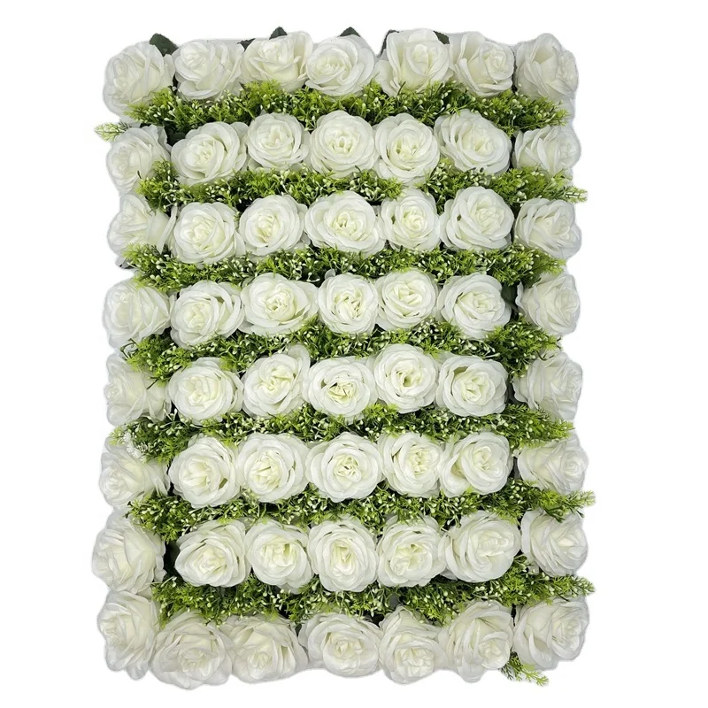 

DFK0003 Wholesale Pretty Venue Panels Stage Backdrop Decor Artificial White Silk Rose Flower Wall For Romantic Wedding, Picture shows