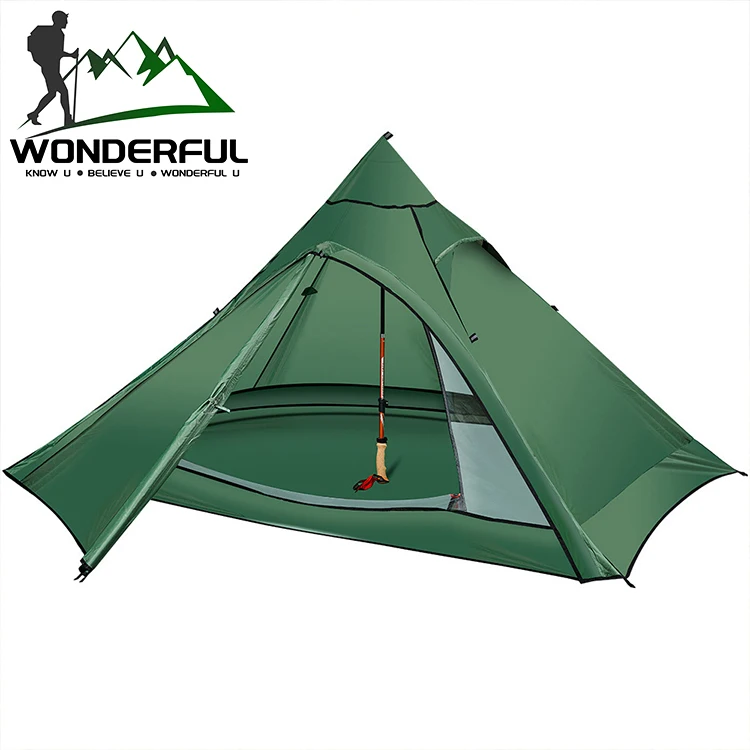 

Single Layer Ventilation 2 Person Portable Rainproof Jungle Survival Pyramid Outdoor Military Camping Shelter Tent