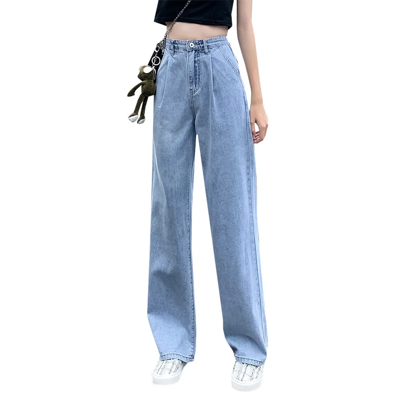 

Loose Thin Straight Plus Size Pants &Wide Leg Denim Jackets For Ladies High Waist Jean