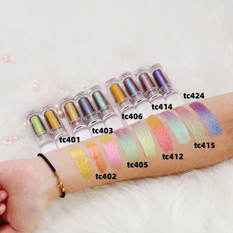 

DC005 Hot Selling 10 Color Clear Bottle Pigment Shimmer Eyeshadow Duochrome Eye Makeup Multichrome Liquid Eyeshadow