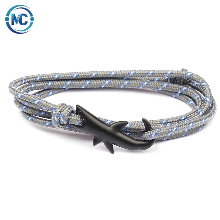 

Ocean Shark Rope Bracelet For Women Men Handmade Survival Bracelet Sport Camping Parachute Cord Anchor Bracelet, As picture