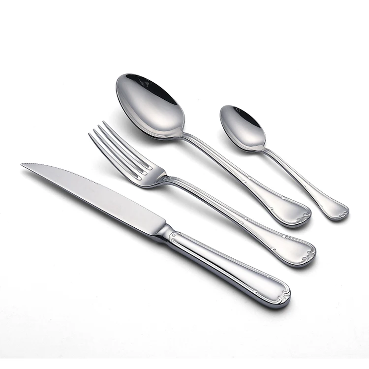

Food Grade Stainless Steel wholesale Luxury Wedding Serving Hotel Cutlery Set, Silver
