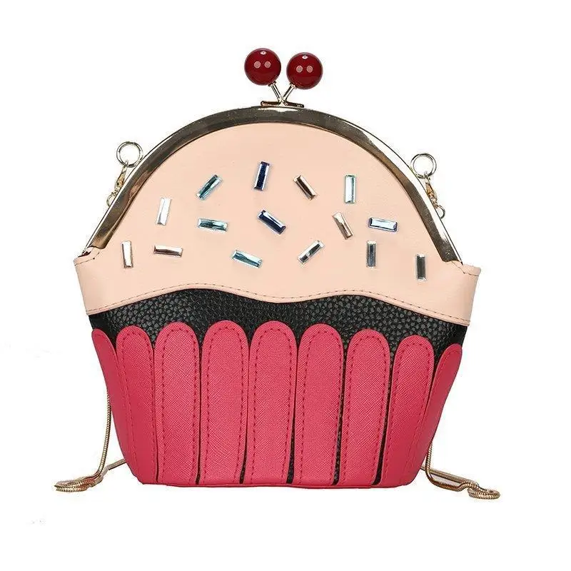 

2021 New cute shoulder bag wholesale creative cake ice cream manufacturer fashion chain PU corssbody bags for girls