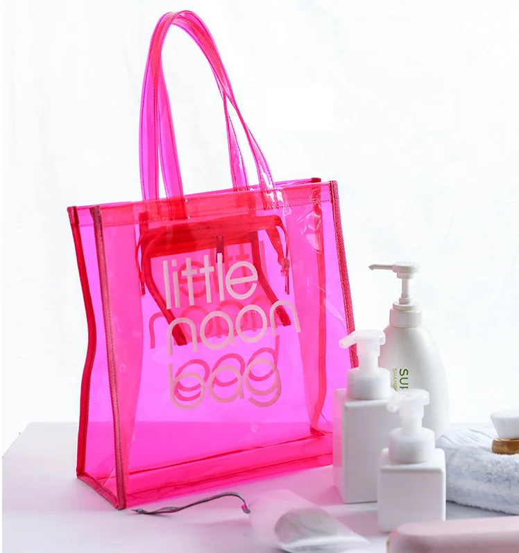 

Custom PVC Transparent Jelly Bag Gift Bolsos de Mano Reusable Shopping Bags with Logos