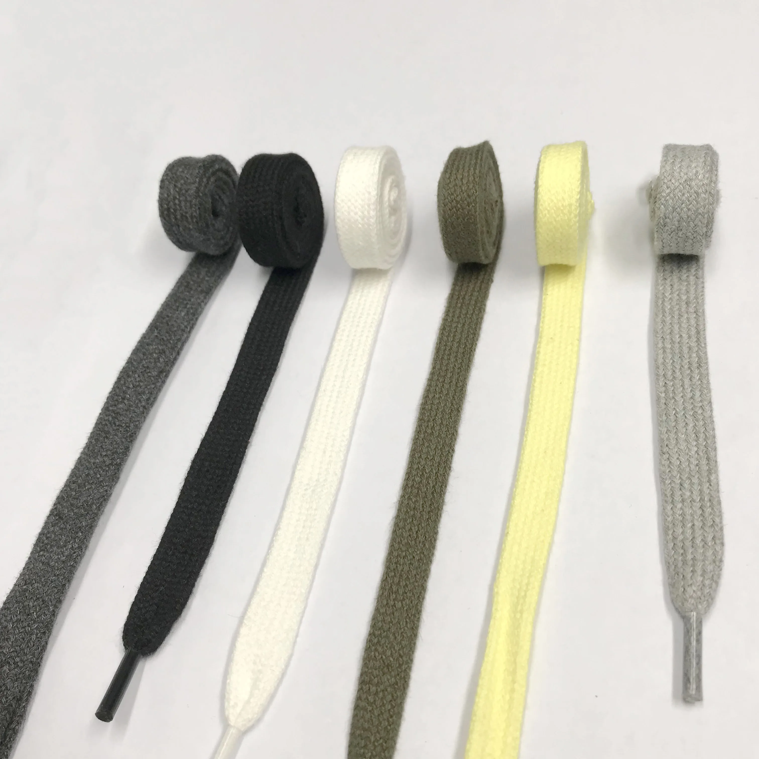 

Custom length Bulk Thick Plain White Flat hollow shoe laces Cotton shoelace, Spot 60 colors choose