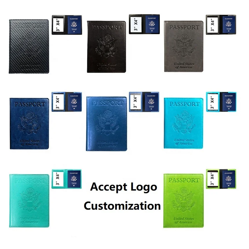 

Oem ODM Vaccine Card Holder Customized Logo PU Embossed Logo Cute Ticket Friendly Leather Passport And Vaccine Card Holder, Black/blue/red/pink/green
