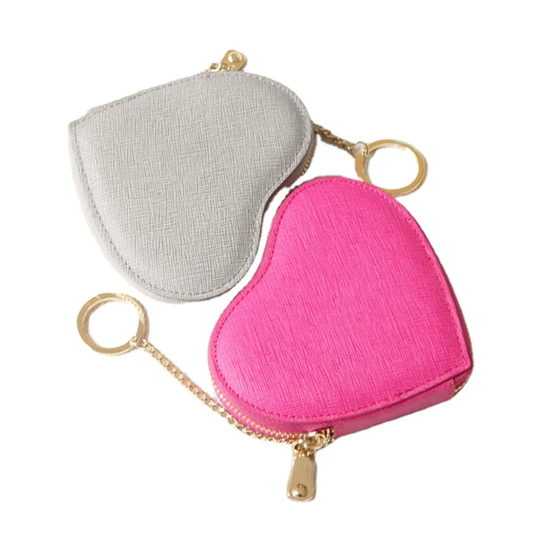 

Fashion cute coin purse leather heart coin purse with keychain, Many colour can be available